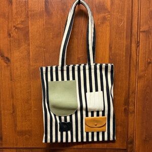 Oad NY Chic Striped Tote Bag with Colorful Pockets